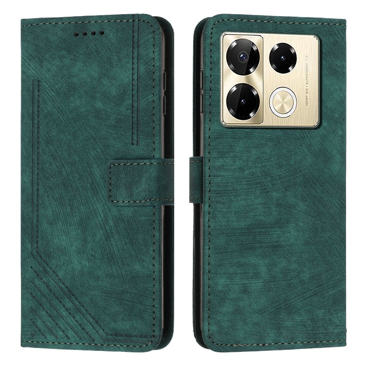 For Infinix Note 40 Pro 4G / 5G Skin Feel Stripe Pattern Leather Phone Case with Lanyard(Green) - free shipping - PMC TechLife - Order now!
