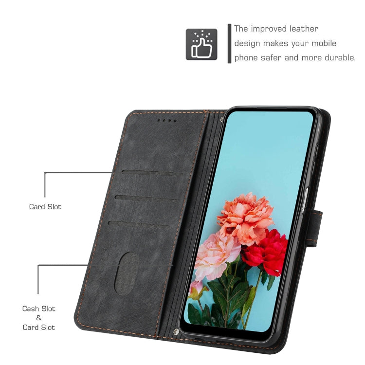 For Infinix Note 40 Pro 4G / 5G Skin Feel Stripe Pattern Leather Phone Case with Lanyard(Black) - Infinix Cases by PMC TechLife | Online Shopping South Africa | PMC TechLife | Buy Now Pay Later Mobicred
