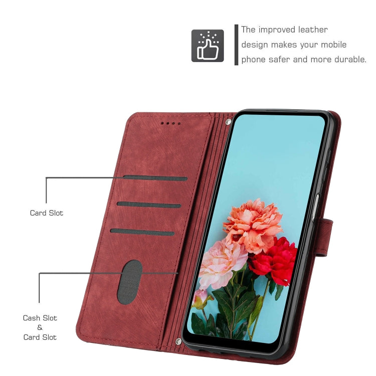 For Infinix Note 40 4G Skin Feel Stripe Pattern Leather Phone Case with Lanyard(Red) - Infinix Cases by PMC TechLife | Online Shopping South Africa | PMC TechLife | Buy Now Pay Later Mobicred