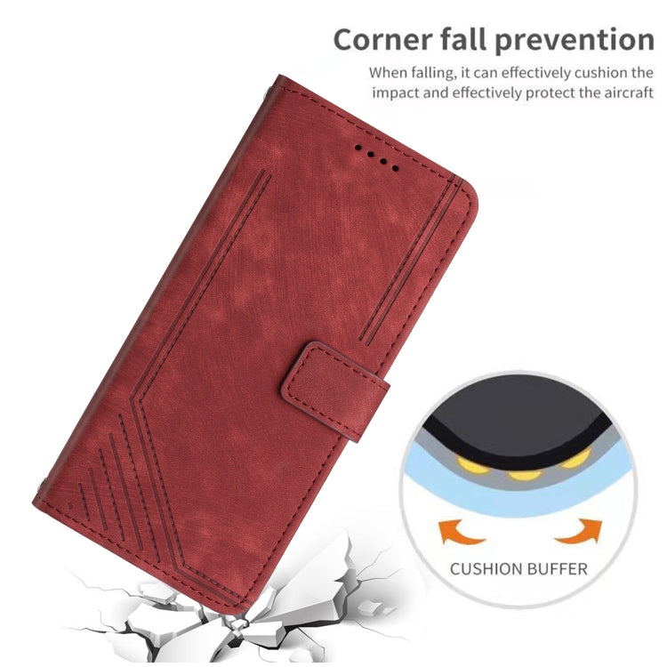 For Infinix Note 40 4G Skin Feel Stripe Pattern Leather Phone Case with Lanyard(Red) - Infinix Cases by PMC TechLife | Online Shopping South Africa | PMC TechLife | Buy Now Pay Later Mobicred