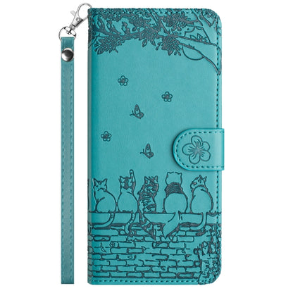 For Xiaomi Poco X4 Pro 5G Cat Embossing Pattern Leather Phone Case with Lanyard(Blue) - Xiaomi Cases by PMC Jewellery | Online Shopping South Africa | PMC Jewellery | Buy Now Pay Later Mobicred