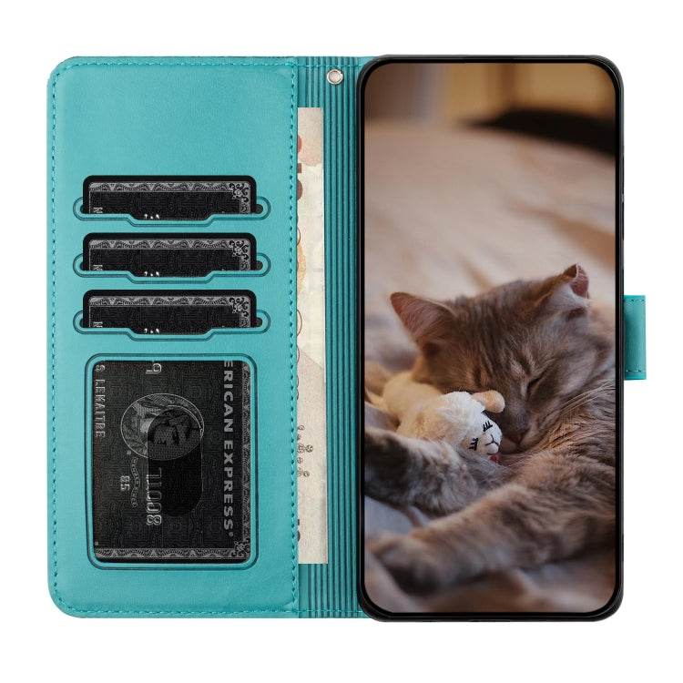 For Xiaomi Poco X4 Pro 5G Cat Embossing Pattern Leather Phone Case with Lanyard(Blue) - Xiaomi Cases by PMC Jewellery | Online Shopping South Africa | PMC Jewellery | Buy Now Pay Later Mobicred