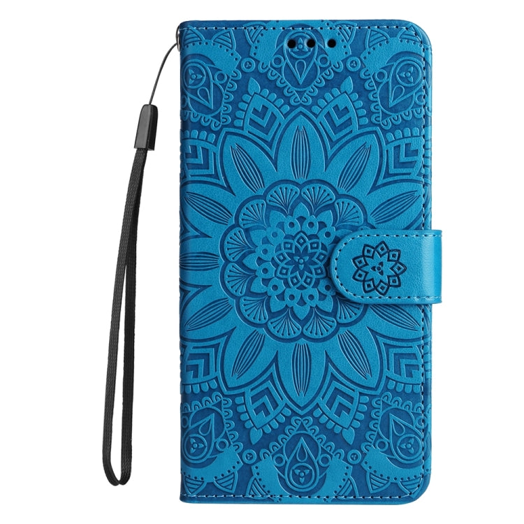 For iPhone 16 Pro Max Embossed Sunflower Leather Phone Case(Blue) - iPhone 16 Pro Max Cases by PMC TechLife | Online Shopping South Africa | PMC TechLife | Buy Now Pay Later Mobicred