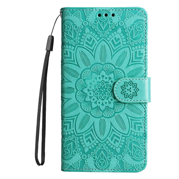 For iPhone 16 Pro Embossed Sunflower Leather Phone Case(Green) - iPhone 16 Pro Cases by PMC TechLife | Online Shopping South Africa | PMC TechLife | Buy Now Pay Later Mobicred