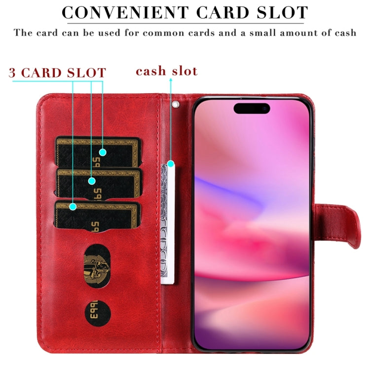 For iPhone 16 Fashion Calf Texture Zipper Leather Phone Case(Red) - iPhone 16 Cases by PMC TechLife | Online Shopping South Africa | PMC TechLife | Buy Now Pay Later Mobicred