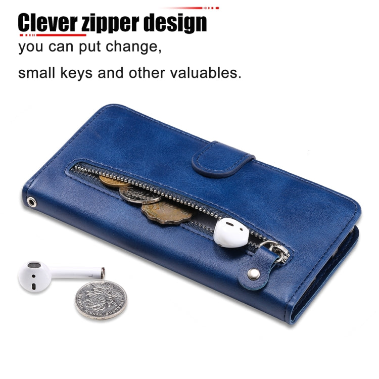 For iPhone 16 Fashion Calf Texture Zipper Leather Phone Case(Blue) - iPhone 16 Cases by PMC TechLife | Online Shopping South Africa | PMC TechLife | Buy Now Pay Later Mobicred