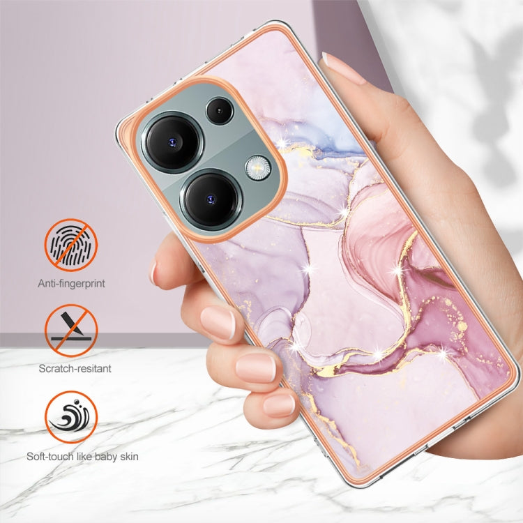 For Xiaomi Redmi Note 13 Pro 4G Global Electroplating Marble Dual-side IMD Phone Case(Rose Gold 005) - free shipping - PMC TechLife - Order now!
