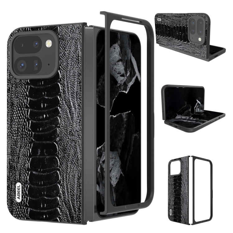 For Google Pixel 9 Pro Fold ABEEL Genuine Leather Weilai Series Phone Case(Black) - Google Cases by PMC TechLife | Online Shopping South Africa | PMC TechLife | Buy Now Pay Later Mobicred