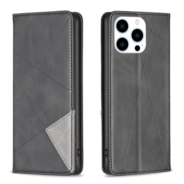 For iPhone 16 Pro Rhombus Texture Magnetic Leather Phone Case(Black) - iPhone 16 Pro Cases by PMC Jewellery | Online Shopping South Africa | PMC Jewellery | Buy Now Pay Later Mobicred