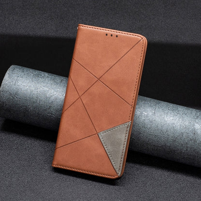 For iPhone 16 Rhombus Texture Magnetic Leather Phone Case(Brown) - iPhone 16 Cases by PMC Jewellery | Online Shopping South Africa | PMC Jewellery | Buy Now Pay Later Mobicred