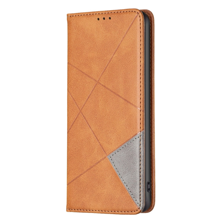 For iPhone 16 Plus Rhombus Texture Magnetic Leather Phone Case(Yellow) - iPhone 16 Plus Cases by PMC TechLife | Online Shopping South Africa | PMC TechLife | Buy Now Pay Later Mobicred