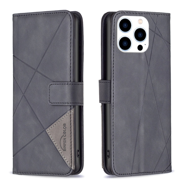 For iPhone 16 Pro Magnetic Buckle Rhombus Texture Leather Phone Case(Black) - iPhone 16 Pro Cases by PMC Jewellery | Online Shopping South Africa | PMC Jewellery | Buy Now Pay Later Mobicred