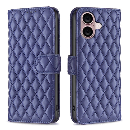 For iPhone 16 Plus Diamond Lattice Wallet Flip Leather Phone Case(Blue) - iPhone 16 Plus Cases by PMC Jewellery | Online Shopping South Africa | PMC Jewellery | Buy Now Pay Later Mobicred