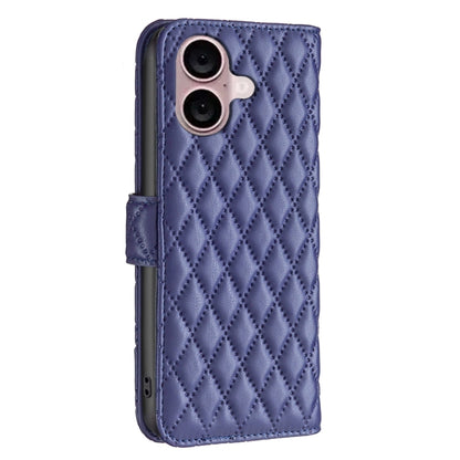 For iPhone 16 Plus Diamond Lattice Wallet Flip Leather Phone Case(Blue) - iPhone 16 Plus Cases by PMC Jewellery | Online Shopping South Africa | PMC Jewellery | Buy Now Pay Later Mobicred