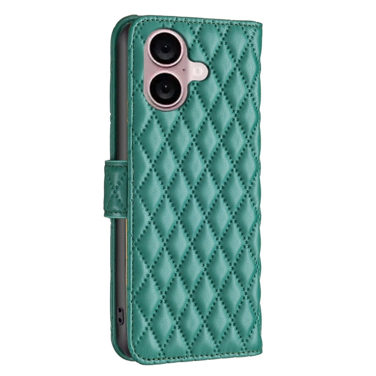 For iPhone 16 Plus Diamond Lattice Wallet Flip Leather Phone Case(Green) - iPhone 16 Plus Cases by PMC TechLife | Online Shopping South Africa | PMC TechLife | Buy Now Pay Later Mobicred