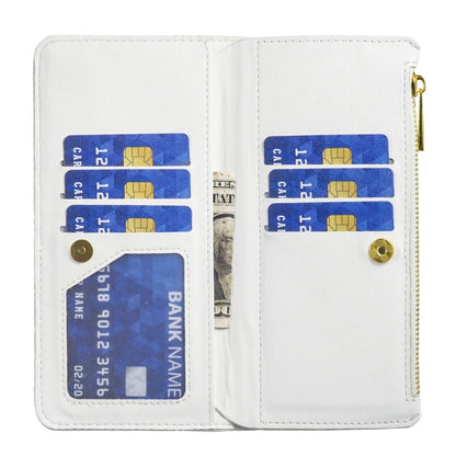 For iPhone 16 Pro Max Diamond Lattice Zipper Wallet Leather Flip Phone Case(White) - iPhone 16 Pro Max Cases by PMC Jewellery | Online Shopping South Africa | PMC Jewellery | Buy Now Pay Later Mobicred