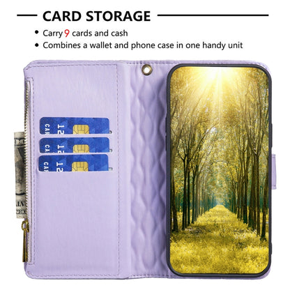 For iPhone 16 Pro Diamond Lattice Zipper Wallet Leather Flip Phone Case(Purple) - iPhone 16 Pro Cases by PMC Jewellery | Online Shopping South Africa | PMC Jewellery | Buy Now Pay Later Mobicred