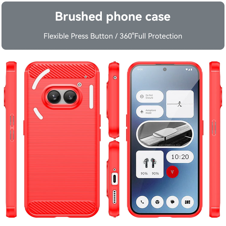 For Nothing Phone 2a Brushed Texture Carbon Fiber TPU Phone Case(Red) - More Brand by PMC TechLife | Online Shopping South Africa | PMC TechLife