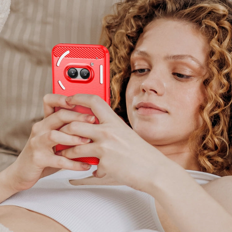 For Nothing Phone 2a Brushed Texture Carbon Fiber TPU Phone Case(Red) - More Brand by PMC TechLife | Online Shopping South Africa | PMC TechLife