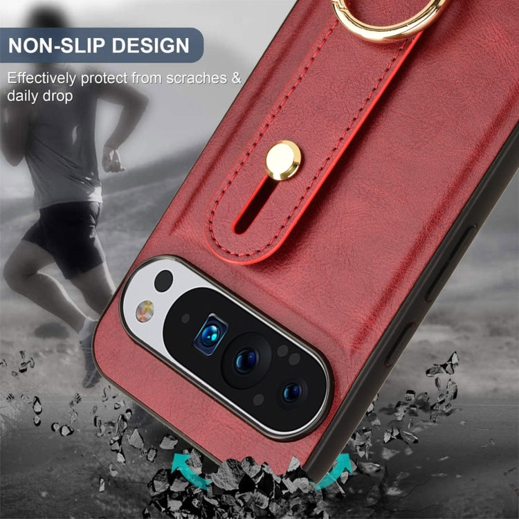 For Google Pixel 9 Wristband Leather Back Phone Case(Red) - Google Cases by PMC TechLife | Online Shopping South Africa | PMC TechLife | Buy Now Pay Later Mobicred