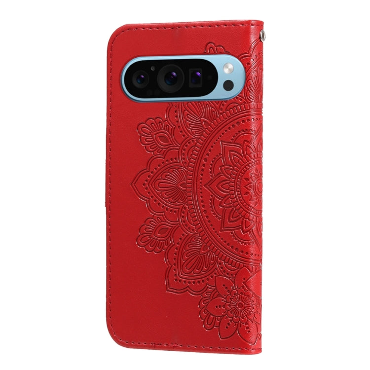 For Google Pixel 9 Seven-petal Flowers Embossing Leather Phone Case(Red) - Google Cases by PMC Jewellery | Online Shopping South Africa | PMC Jewellery | Buy Now Pay Later Mobicred