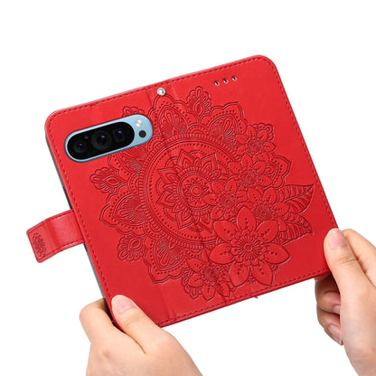 For Google Pixel 9 Seven-petal Flowers Embossing Leather Phone Case(Red) - Google Cases by PMC Jewellery | Online Shopping South Africa | PMC Jewellery | Buy Now Pay Later Mobicred