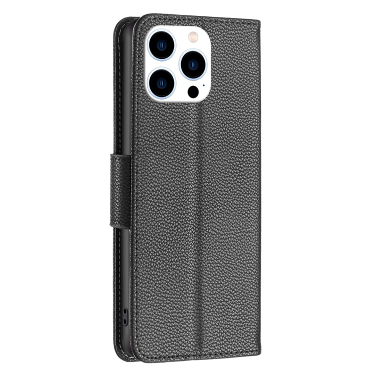 For iPhone 16 Pro Litchi Texture Pure Color Flip Leather Phone Case(Black) - iPhone 16 Pro Cases by PMC Jewellery | Online Shopping South Africa | PMC Jewellery | Buy Now Pay Later Mobicred