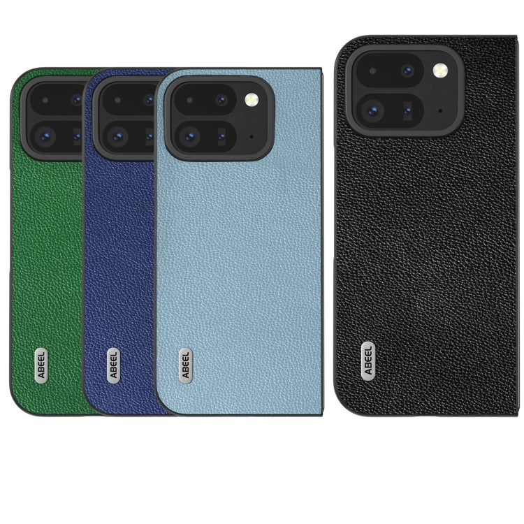 For Google Pixel 9 Pro Fold ABEEL Black Edge Genuine Leather Mino Phone Case(Royal Blue) - Google Cases by PMC Jewellery | Online Shopping South Africa | PMC Jewellery | Buy Now Pay Later Mobicred