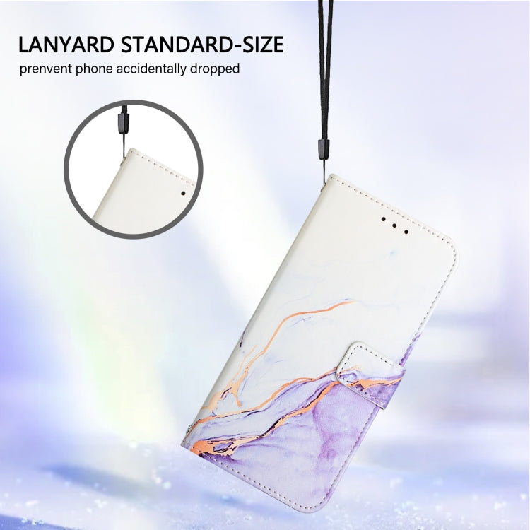 For iPhone SE 2024 PT003 Marble Pattern Flip Leather Phone Case(White Purple LS006) - More iPhone Cases by PMC Jewellery | Online Shopping South Africa | PMC Jewellery | Buy Now Pay Later Mobicred