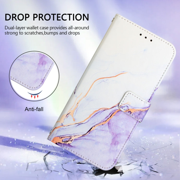 For iPhone SE 2024 PT003 Marble Pattern Flip Leather Phone Case(White Purple LS006) - More iPhone Cases by PMC Jewellery | Online Shopping South Africa | PMC Jewellery | Buy Now Pay Later Mobicred