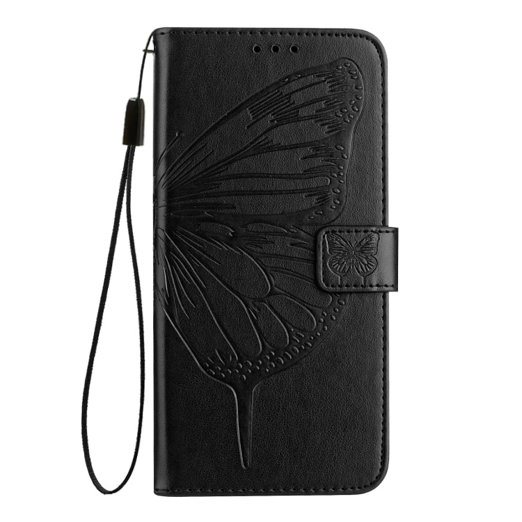 For iPhone 16 Plus Embossed Butterfly Leather Phone Case(Black) - iPhone 16 Plus Cases by PMC Jewellery | Online Shopping South Africa | PMC Jewellery | Buy Now Pay Later Mobicred