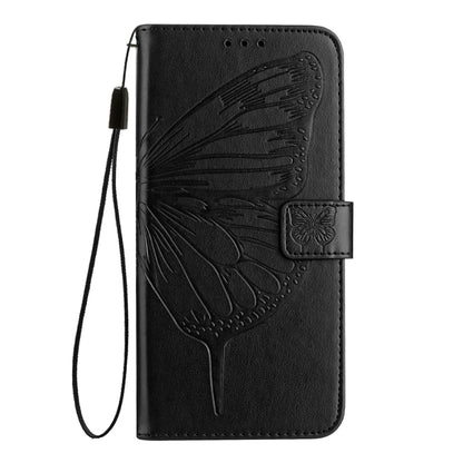 For iPhone 16 Plus Embossed Butterfly Leather Phone Case(Black) - iPhone 16 Plus Cases by PMC Jewellery | Online Shopping South Africa | PMC Jewellery | Buy Now Pay Later Mobicred