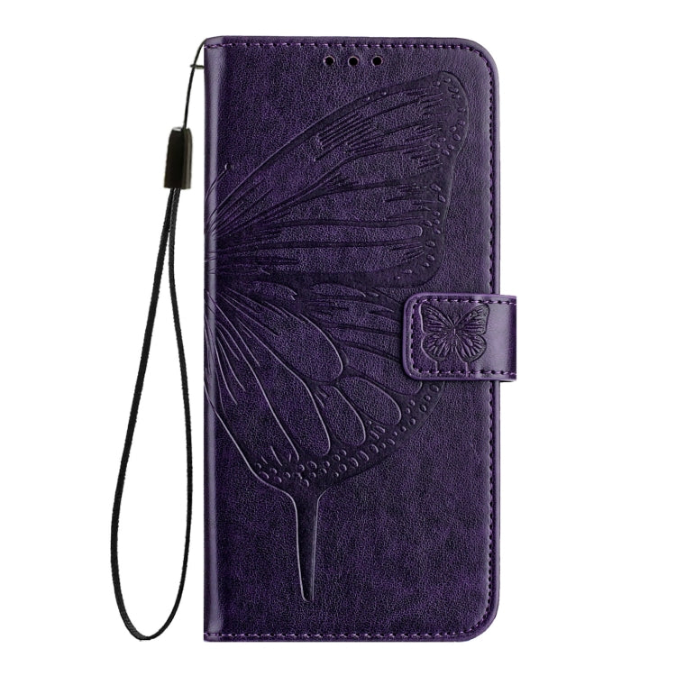 For iPhone 16 Plus Embossed Butterfly Leather Phone Case(Dark Purple) - iPhone 16 Plus Cases by PMC Jewellery | Online Shopping South Africa | PMC Jewellery | Buy Now Pay Later Mobicred