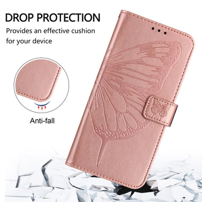 For iPhone 16 Plus Embossed Butterfly Leather Phone Case(Rose Gold) - iPhone 16 Plus Cases by PMC Jewellery | Online Shopping South Africa | PMC Jewellery | Buy Now Pay Later Mobicred