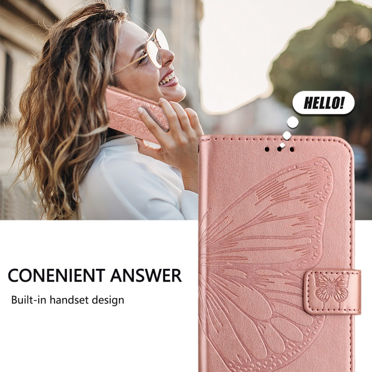 For iPhone 16 Plus Embossed Butterfly Leather Phone Case(Rose Gold) - iPhone 16 Plus Cases by PMC Jewellery | Online Shopping South Africa | PMC Jewellery | Buy Now Pay Later Mobicred