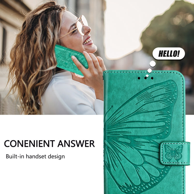 For iPhone 16 Embossed Butterfly Leather Phone Case(Green) - iPhone 16 Cases by PMC Jewellery | Online Shopping South Africa | PMC Jewellery | Buy Now Pay Later Mobicred