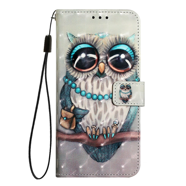 For iPhone SE 2024 3D Painting Horizontal Flip Leather Phone Case(Grey Owl) - More iPhone Cases by PMC Jewellery | Online Shopping South Africa | PMC Jewellery | Buy Now Pay Later Mobicred