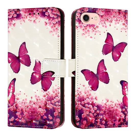 For iPhone SE 2024 3D Painting Horizontal Flip Leather Phone Case(Rose Butterfly) - More iPhone Cases by PMC Jewellery | Online Shopping South Africa | PMC Jewellery | Buy Now Pay Later Mobicred