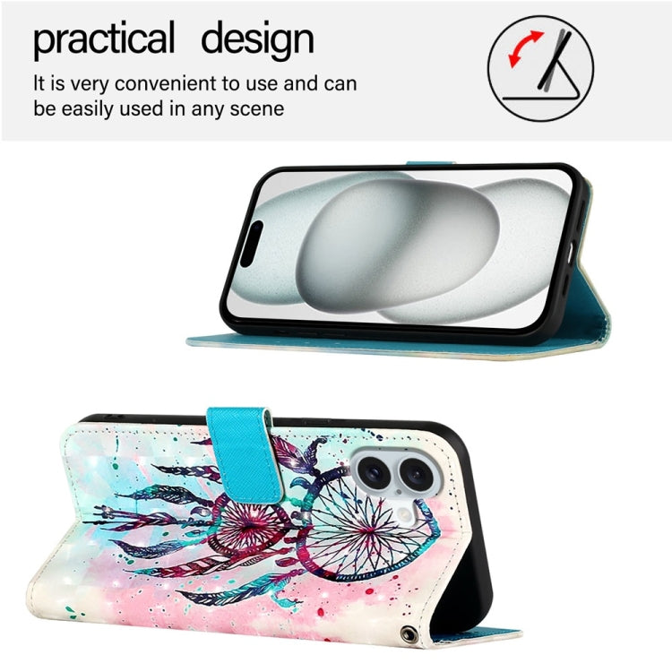 For iPhone 16 Plus 3D Painting Horizontal Flip Leather Phone Case(Color Drop Wind Chimes) - iPhone 16 Plus Cases by PMC Jewellery | Online Shopping South Africa | PMC Jewellery | Buy Now Pay Later Mobicred