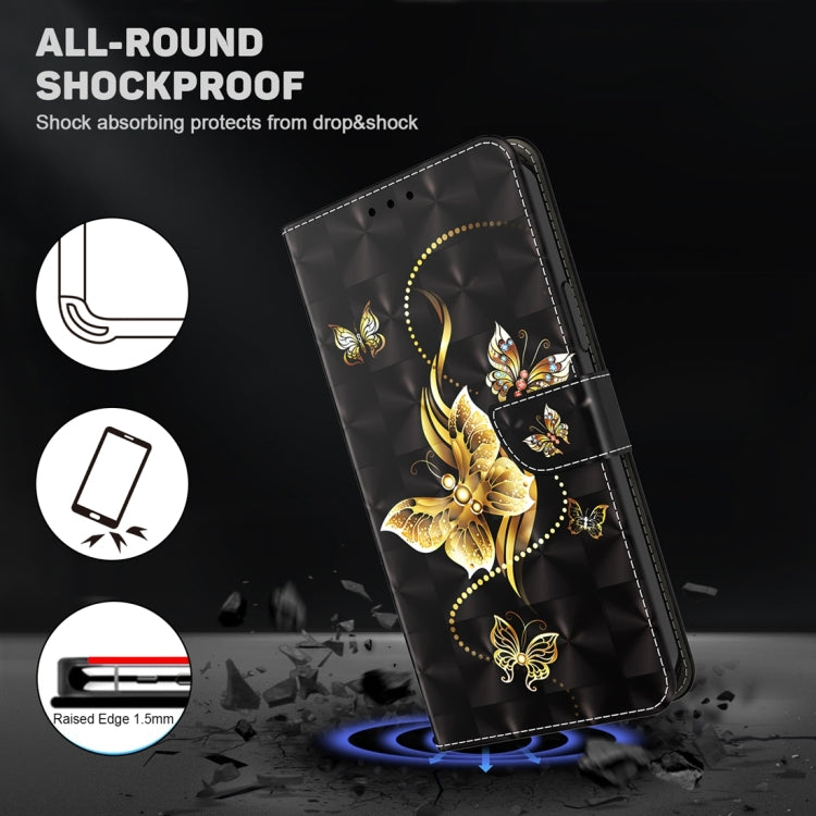 For Google Pixel 9 Pro 3D Painted Pattern Leather Phone Case(Golden Butterfly) - Google Cases by PMC TechLife | Online Shopping South Africa | PMC TechLife | Buy Now Pay Later Mobicred