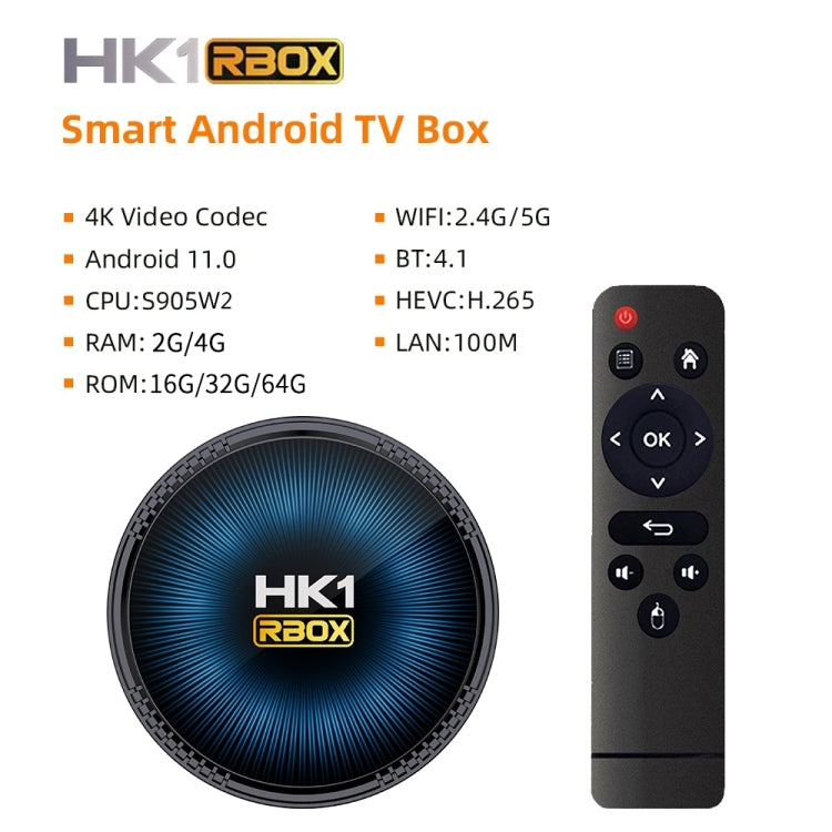 HK1RBOX-W2 Android 11.0 Amlogic S905W2 Quad Core Smart TV Box, Memory:4GB+64GB(EU Plug) - Amlogic S905 by PMC Jewellery | Online Shopping South Africa | PMC Jewellery | Buy Now Pay Later Mobicred