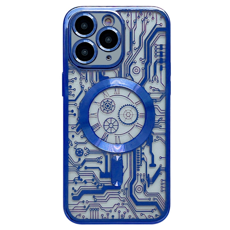 For iPhone 11 Pro Electroplated Circuit Board Pattern MagSafe Phone Case(Dark Blue) - iPhone 11 Pro Cases by PMC TechLife | Online Shopping South Africa | PMC TechLife