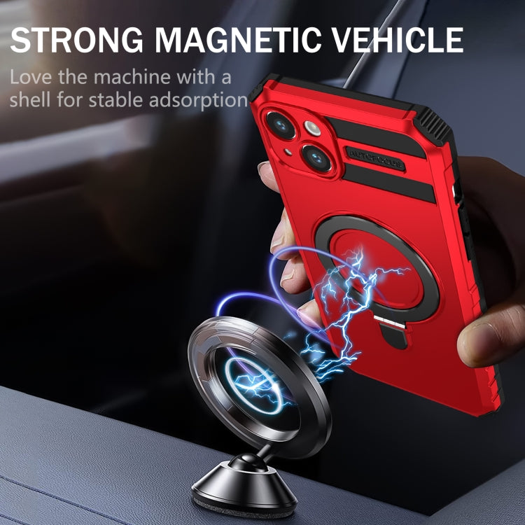 For iPhone 15 Plus MagSafe Magnetic Holder Phone Case(Red) - iPhone 15 Plus Cases by PMC TechLife | Online Shopping South Africa | PMC TechLife
