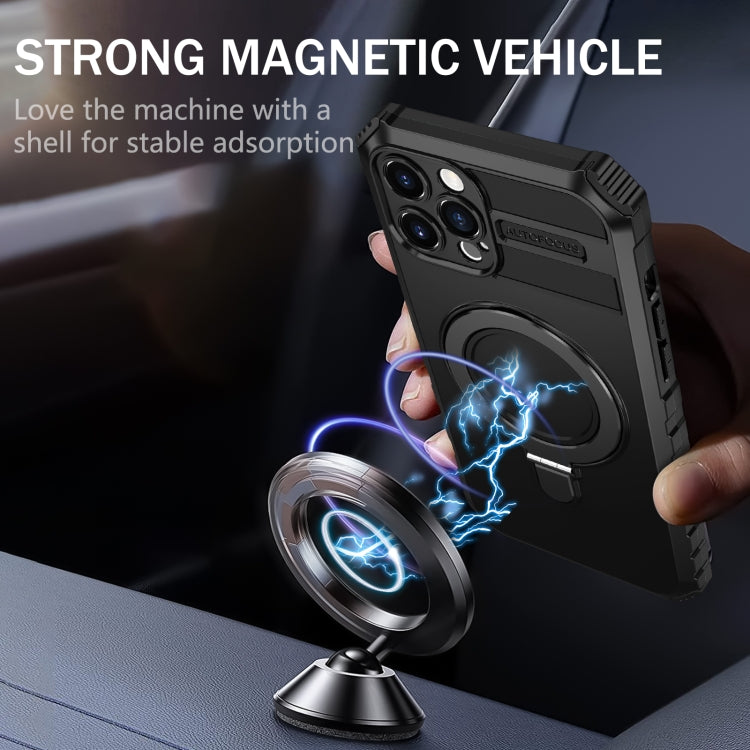 For iPhone 12 Pro MagSafe Magnetic Holder Phone Case(Black) - iPhone 12 / 12 Pro Cases by PMC TechLife | Online Shopping South Africa | PMC TechLife | Buy Now Pay Later Mobicred