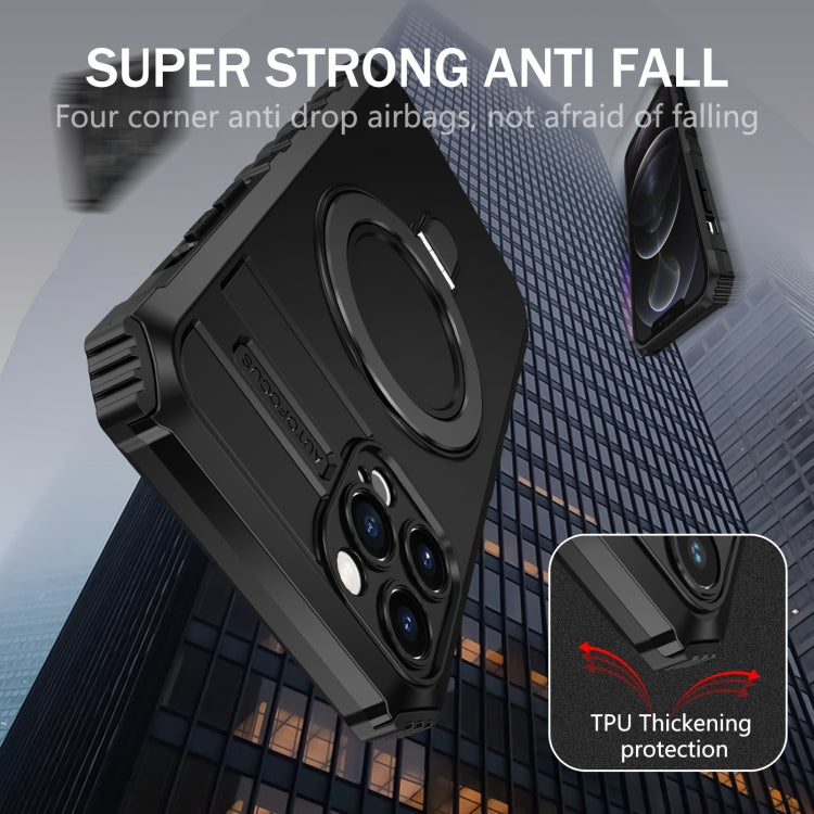 For iPhone 12 Pro MagSafe Magnetic Holder Phone Case(Black) - iPhone 12 / 12 Pro Cases by PMC TechLife | Online Shopping South Africa | PMC TechLife | Buy Now Pay Later Mobicred