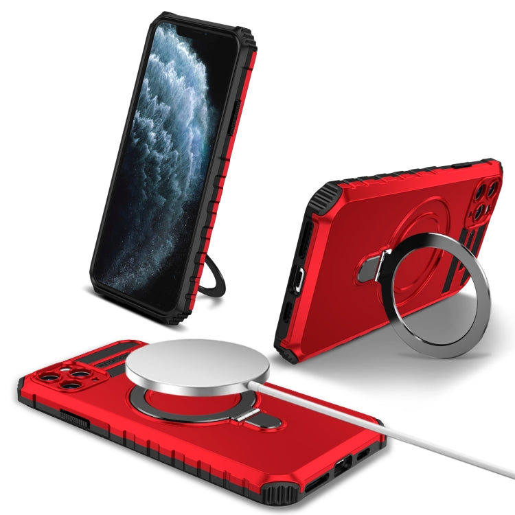 For iPhone 11 Pro MagSafe Magnetic Holder Phone Case(Red) - iPhone 11 Pro Cases by PMC Jewellery | Online Shopping South Africa | PMC Jewellery