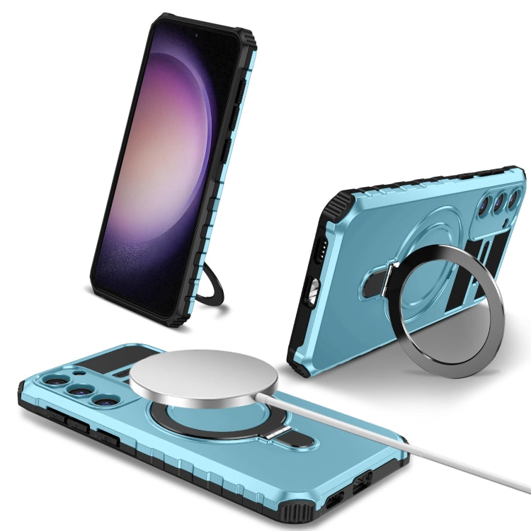 For Samsung Galaxy S23+ 5G MagSafe Magnetic Holder Phone Case(Light Blue) - Galaxy S23+ 5G Cases by PMC Jewellery | Online Shopping South Africa | PMC Jewellery