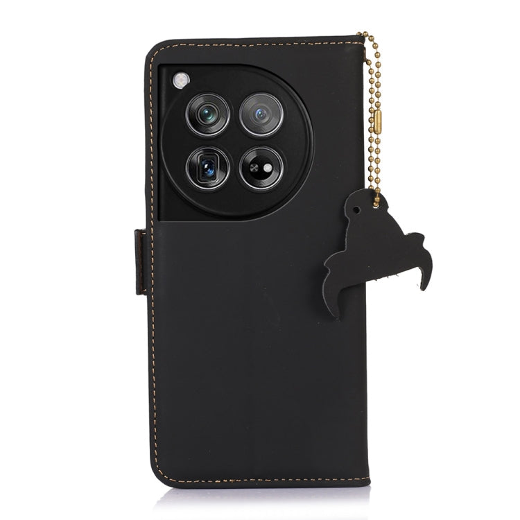 For OnePlus 12 Genuine Leather Magnetic RFID Leather Phone Case(Black) - OnePlus Cases by PMC TechLife | Online Shopping South Africa | PMC TechLife | Buy Now Pay Later Mobicred