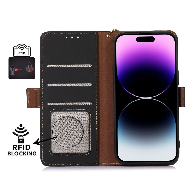 For OnePlus 12 Genuine Leather Magnetic RFID Leather Phone Case(Black) - OnePlus Cases by PMC TechLife | Online Shopping South Africa | PMC TechLife | Buy Now Pay Later Mobicred