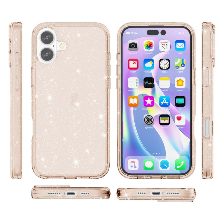 For iPhone 16 Plus Shockproof Terminator Glitter Powder Phone Case(Gold) - iPhone 16 Plus Cases by PMC Jewellery | Online Shopping South Africa | PMC Jewellery | Buy Now Pay Later Mobicred